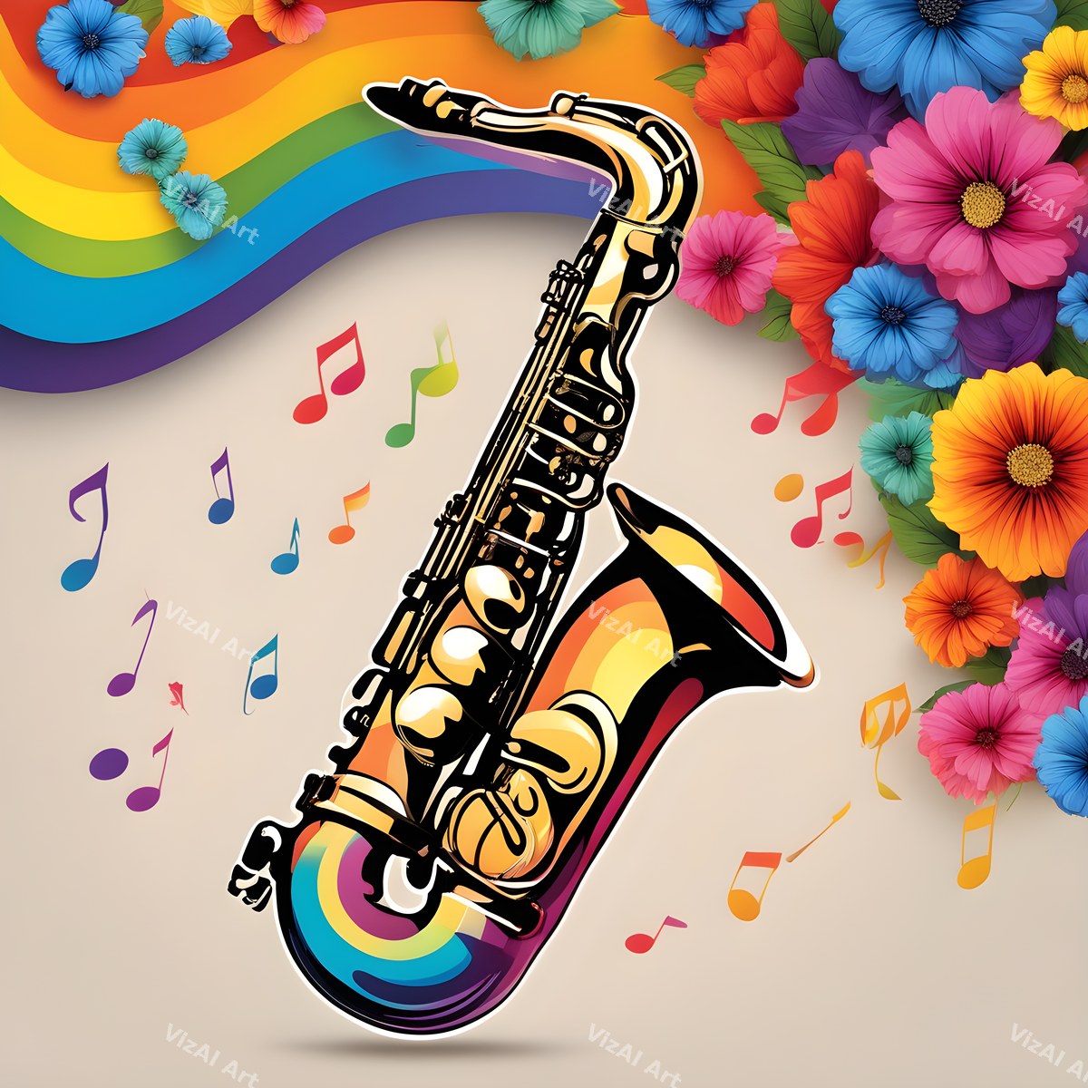Jazz Saxophone & Music Notes Art — print 5