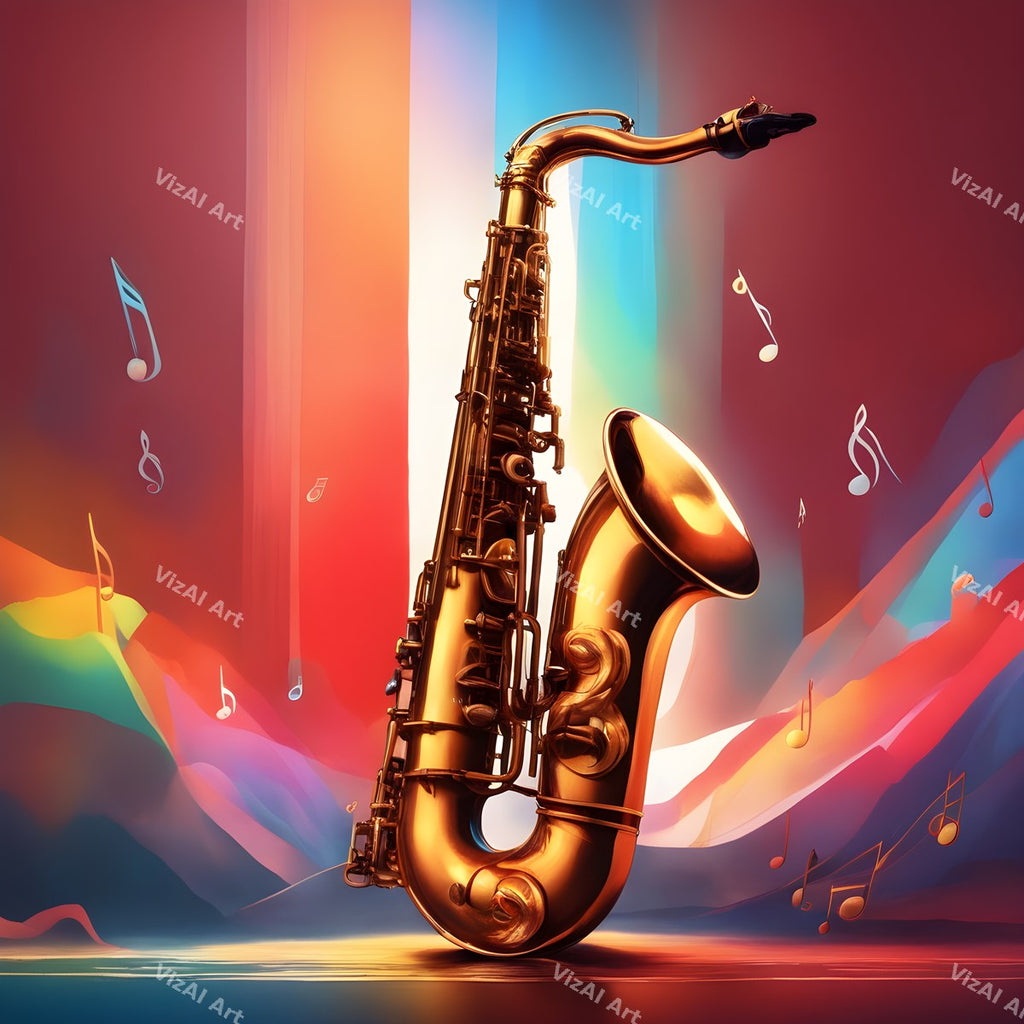 Jazz Saxophone & Music Notes Art — print 6