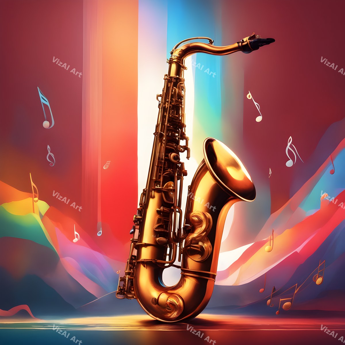 Jazz Saxophone & Music Notes Art — print 6