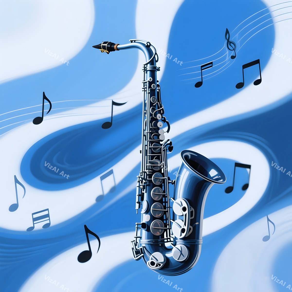 Jazz Saxophone & Music Notes Art — print 7