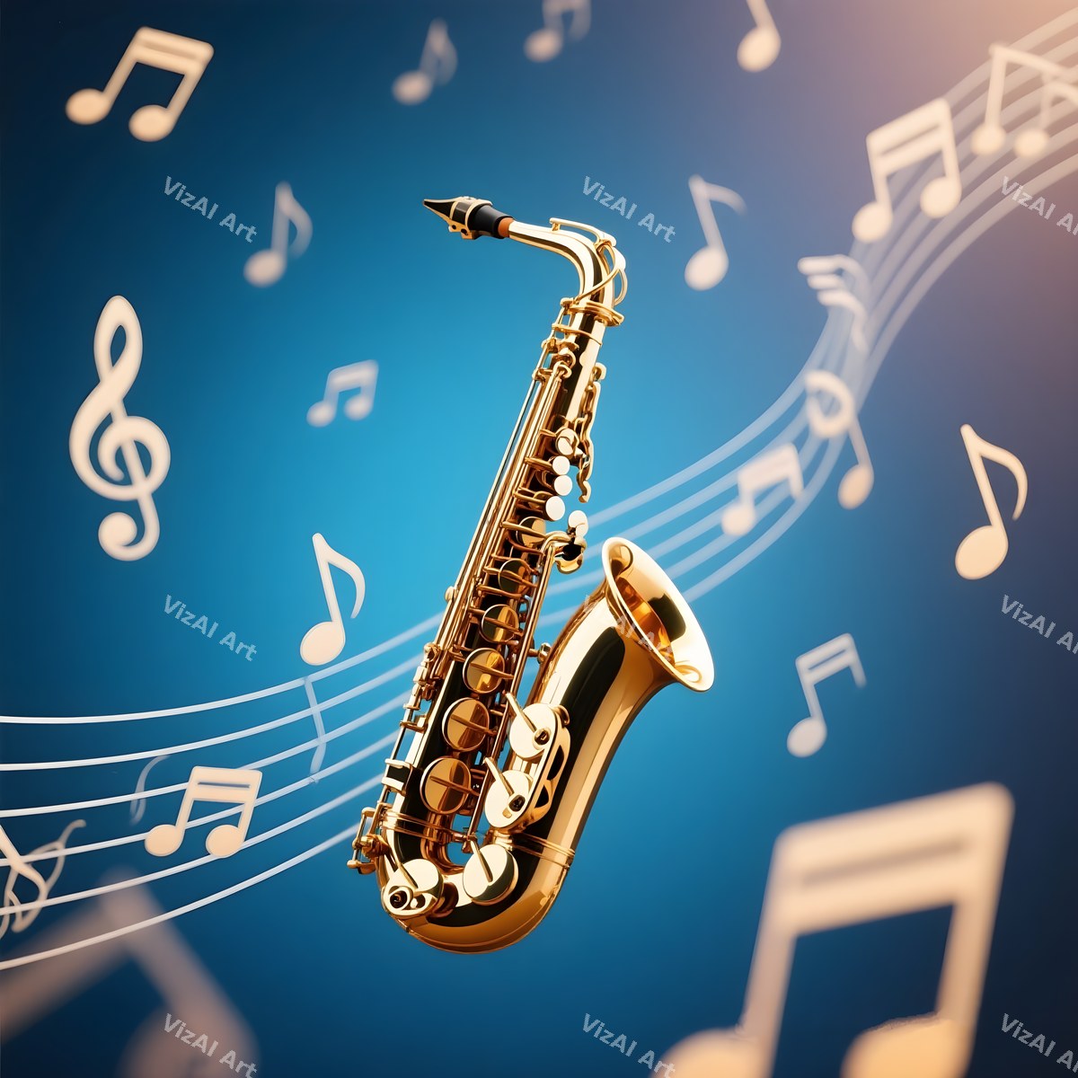 Jazz Saxophone & Music Notes Art — print 8