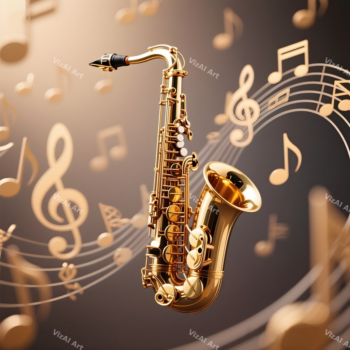 Jazz Saxophone & Music Notes Art — print 9