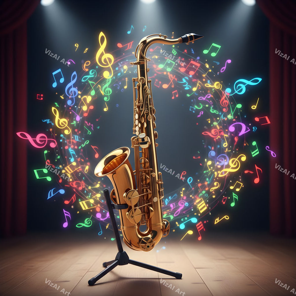 Jazz Saxophone & Music Notes Art — print 11