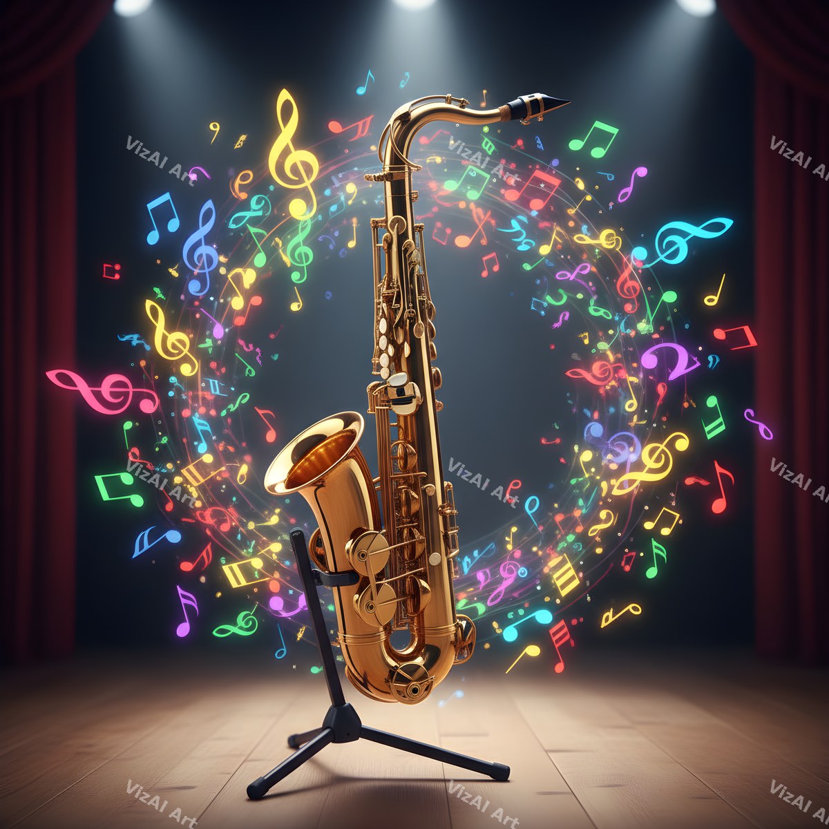Jazz Saxophone & Music Notes Art — print 11