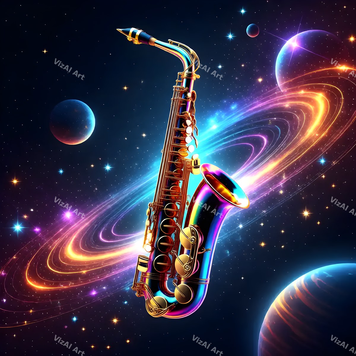 Jazz Saxophone & Music Notes Art — print 12