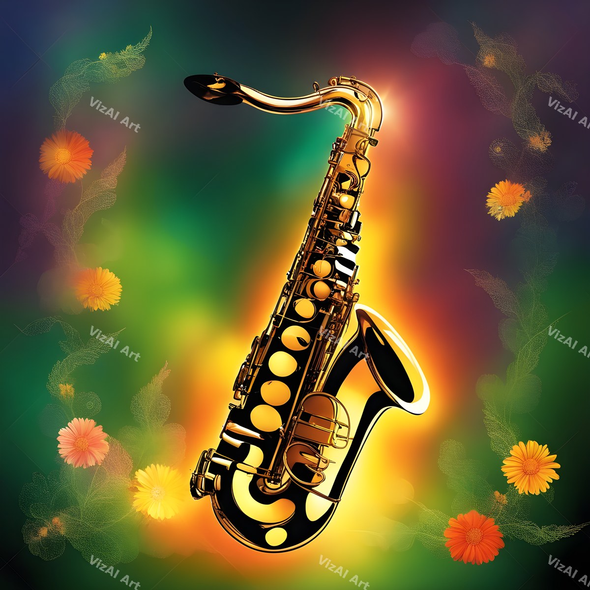 Vintage & Nature Saxophone Art — print 7
