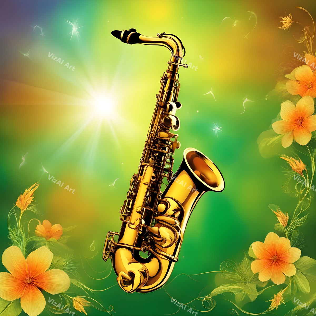 Vintage & Nature Saxophone Art — print 8