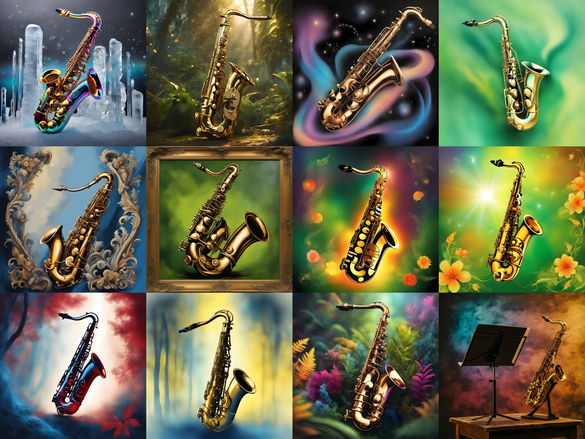 Vintage & Nature Saxophone Art — 12 Printable Prints
