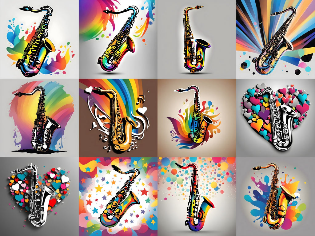 Paint Splash Saxophone Art — 12 Printable Prints