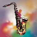 Dreamy Colour Wash Saxophone Art — print 1