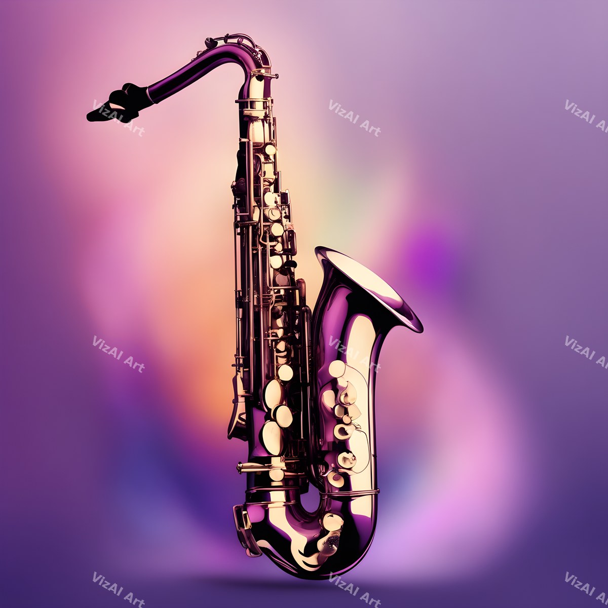 Dreamy Colour Wash Saxophone Art — print 2