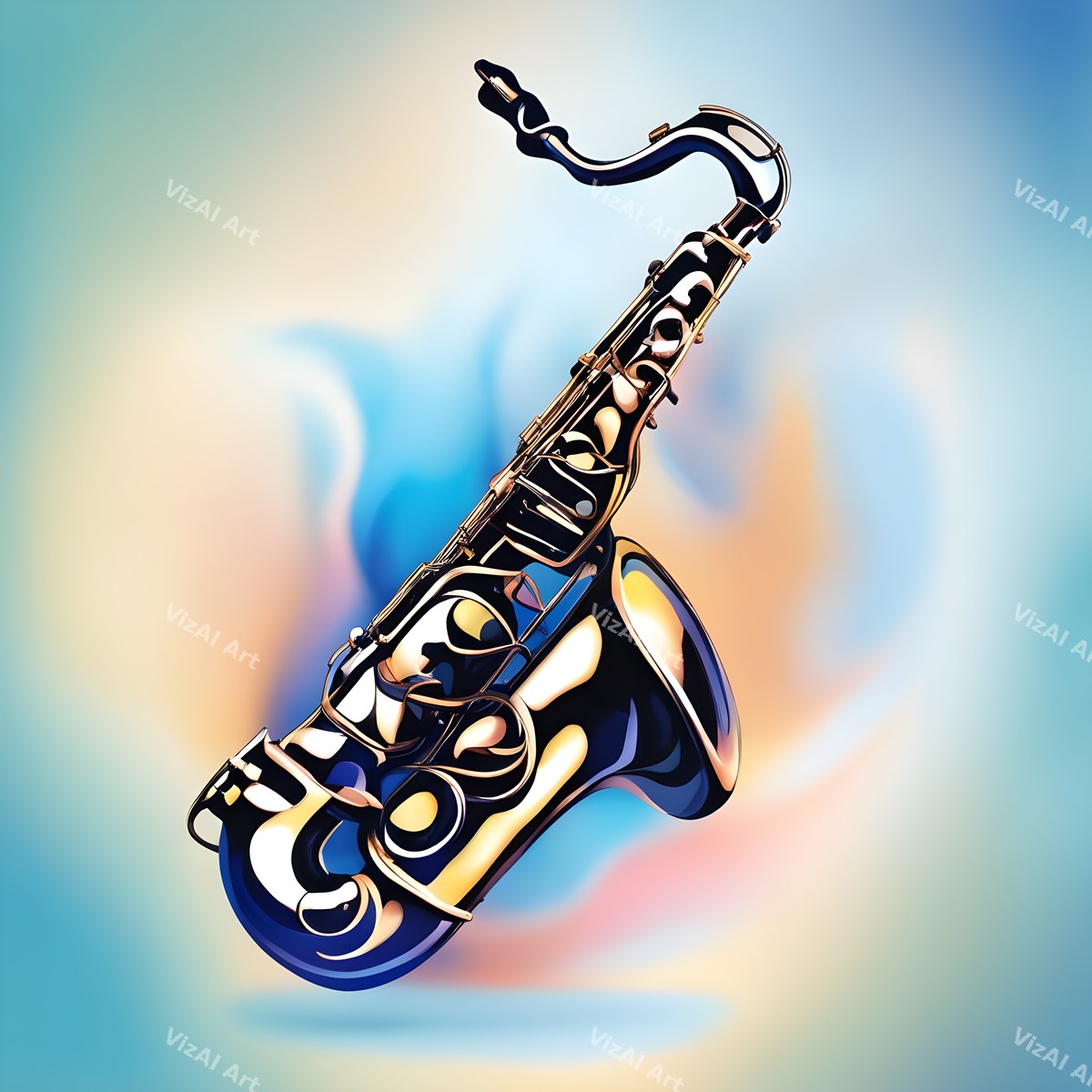 Dreamy Colour Wash Saxophone Art — print 3