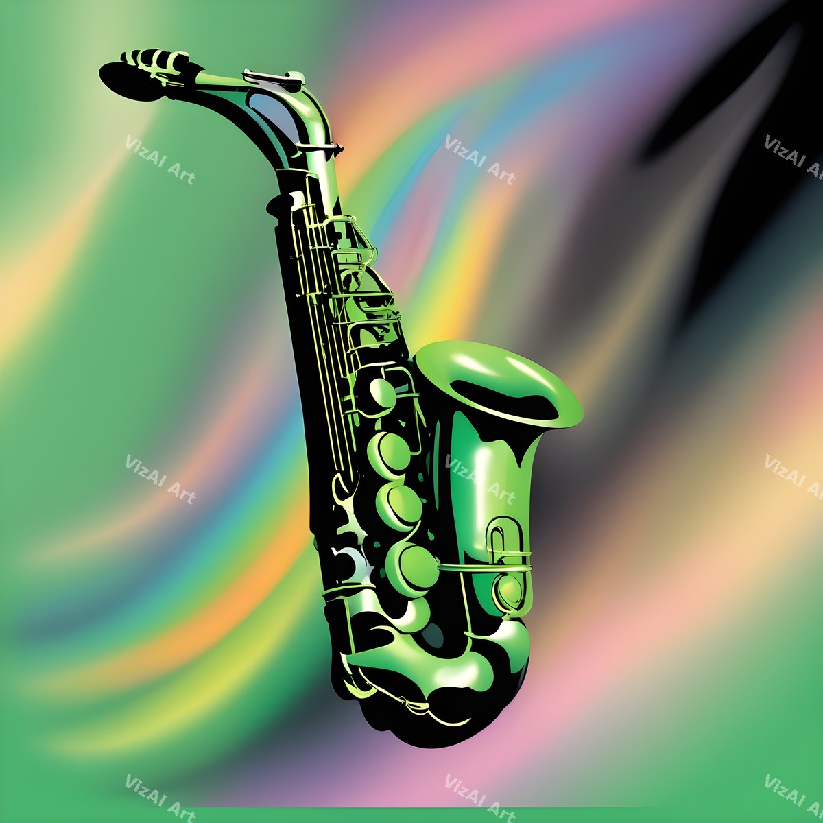 Dreamy Colour Wash Saxophone Art — print 5