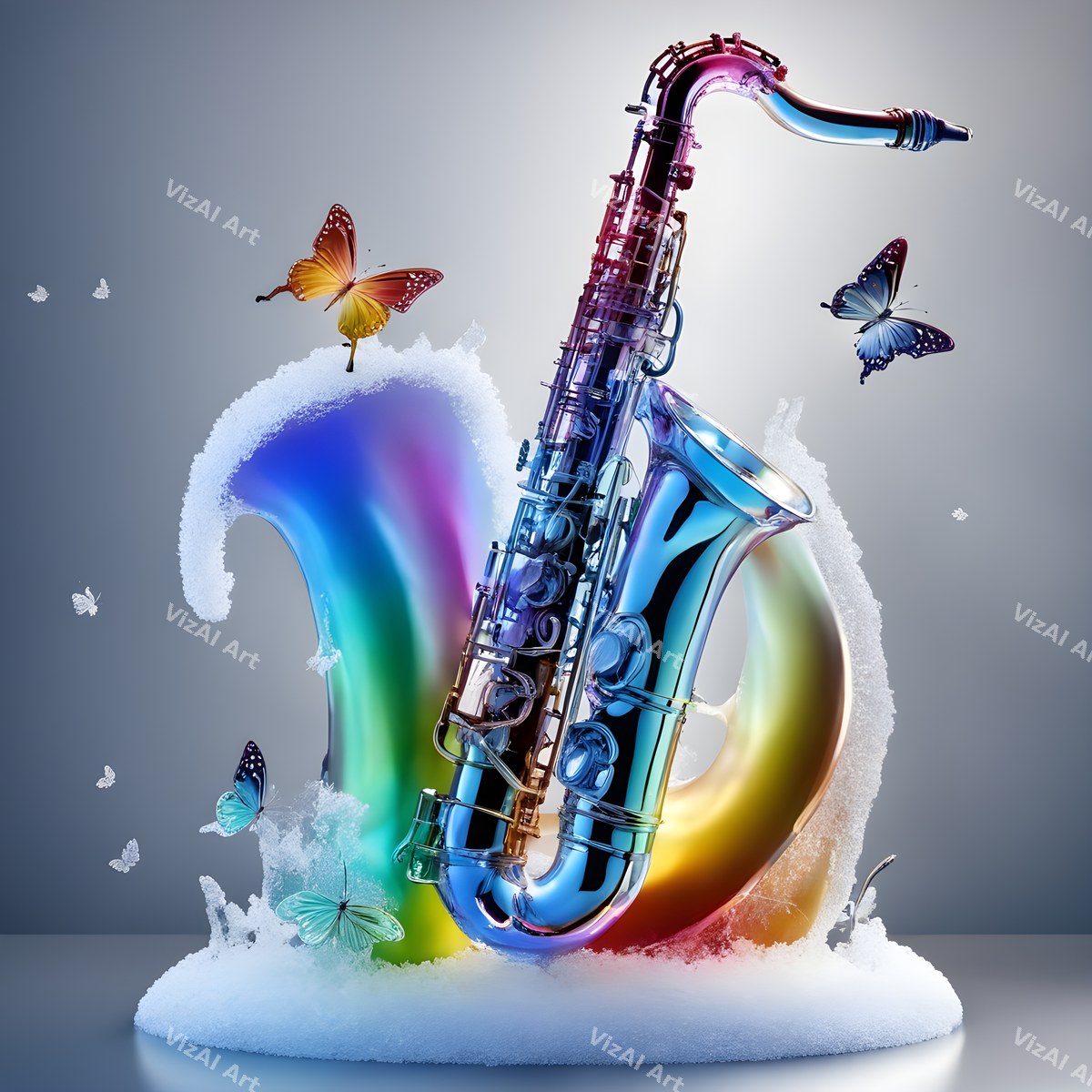 Dreamy Colour Wash Saxophone Art — print 9