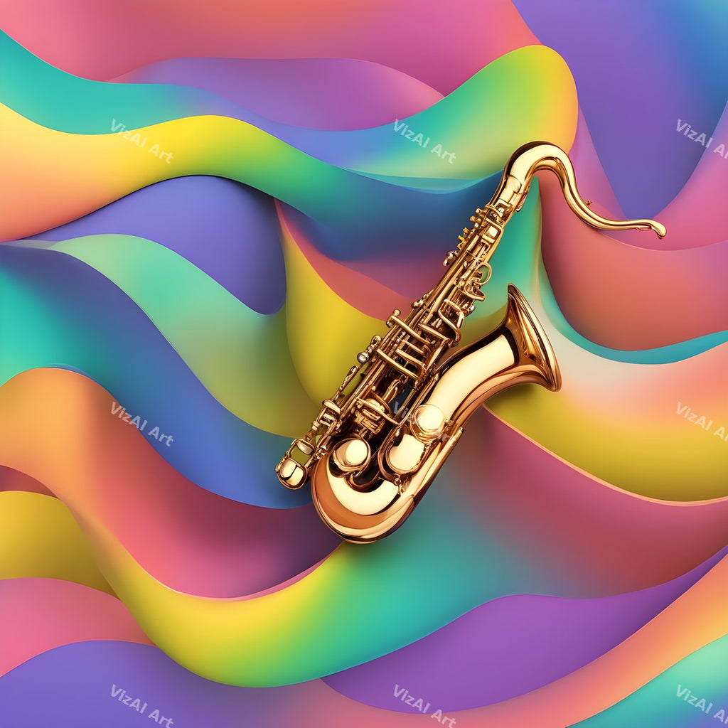 Dreamy Colour Wash Saxophone Art — print 10