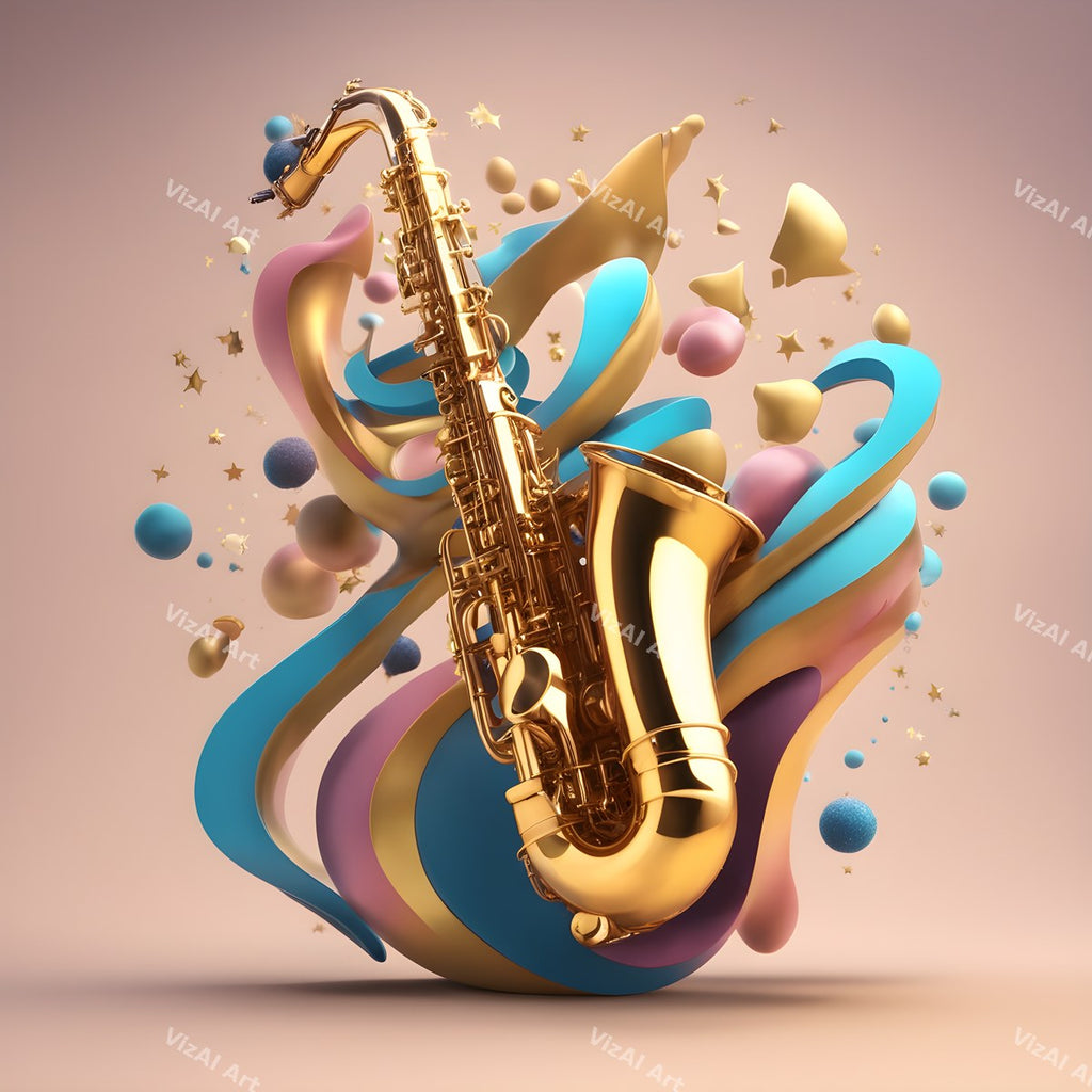 Dreamy Colour Wash Saxophone Art — print 12