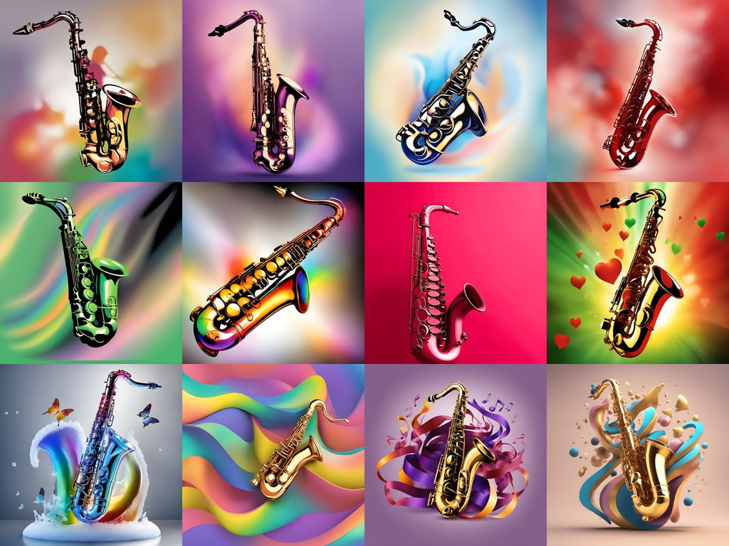 Dreamy Colour Wash Saxophone Art — 12 Printable Prints