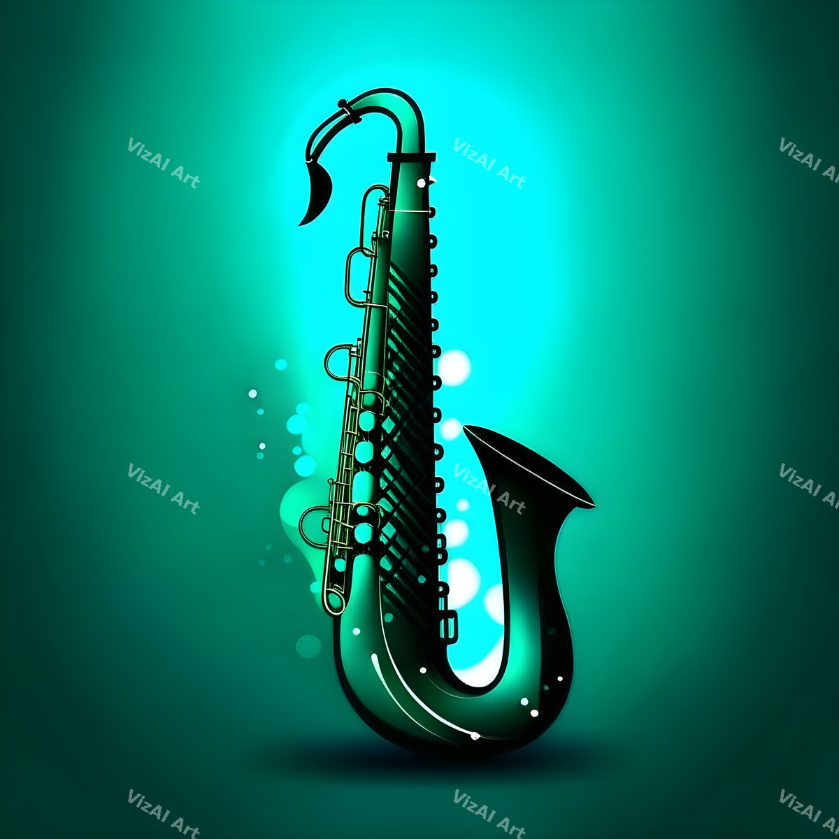 Neon Glow Saxophone Art — print 3