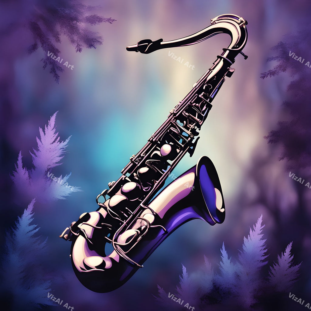 Neon Glow Saxophone Art — print 4