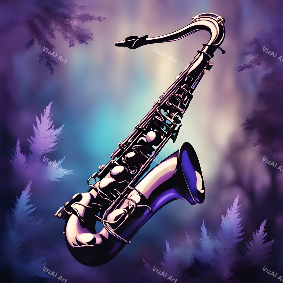 Neon Glow Saxophone Art — print 4