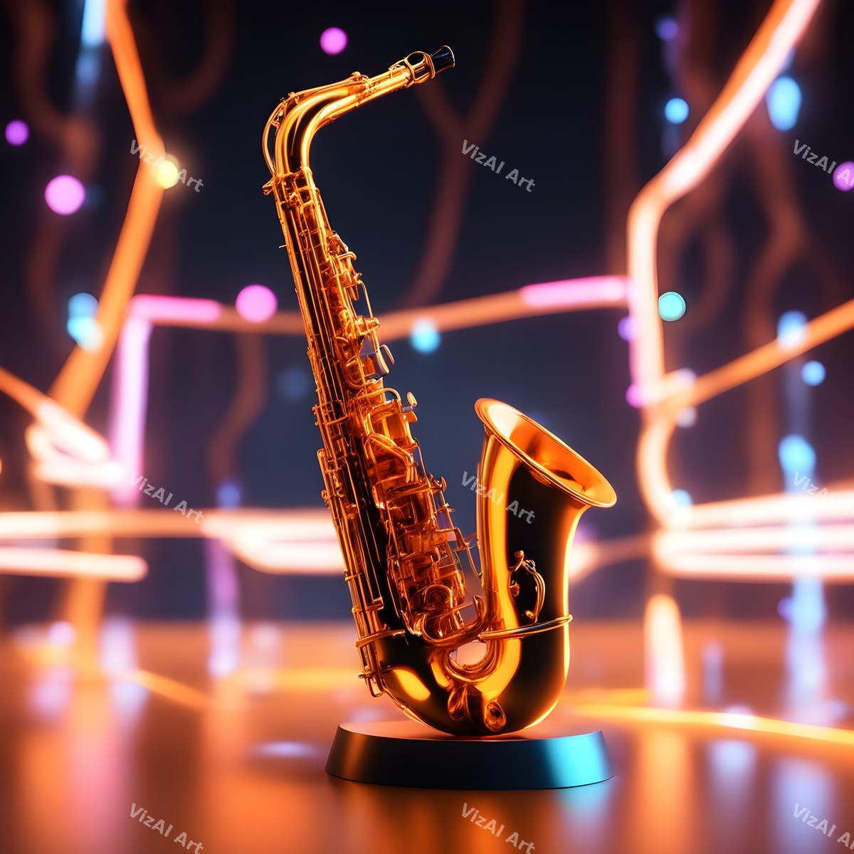 Neon Glow Saxophone Art — print 6