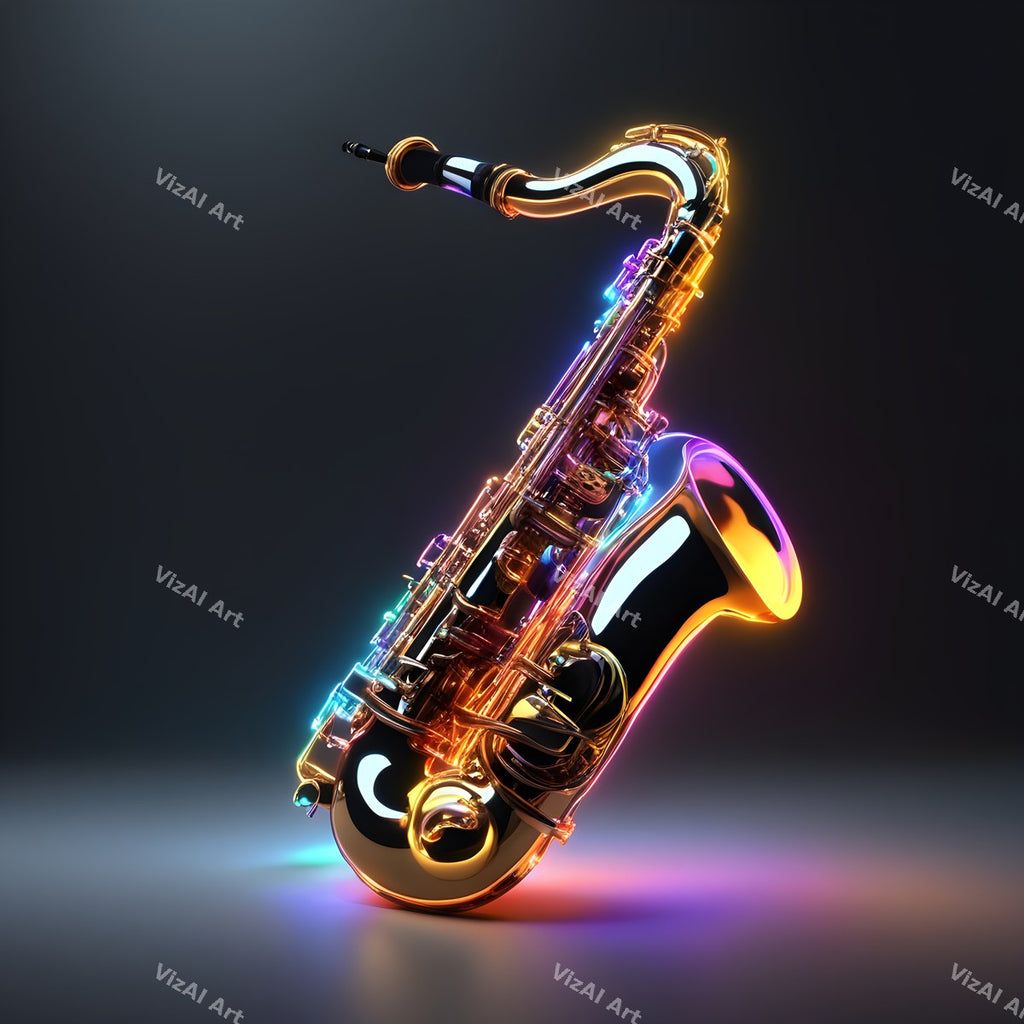 Neon Glow Saxophone Art — print 7