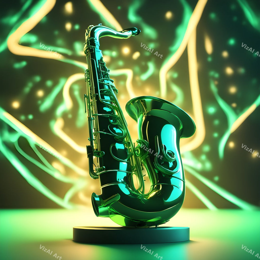 Neon Glow Saxophone Art — print 10