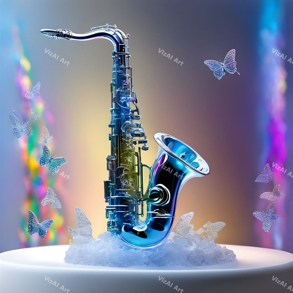 Crystal & Butterfly Saxophone Art — print 1