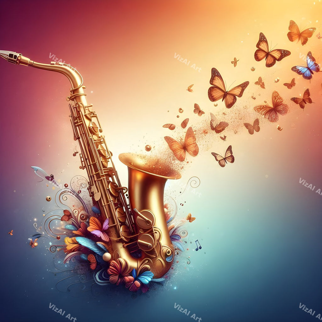 Crystal & Butterfly Saxophone Art — print 10