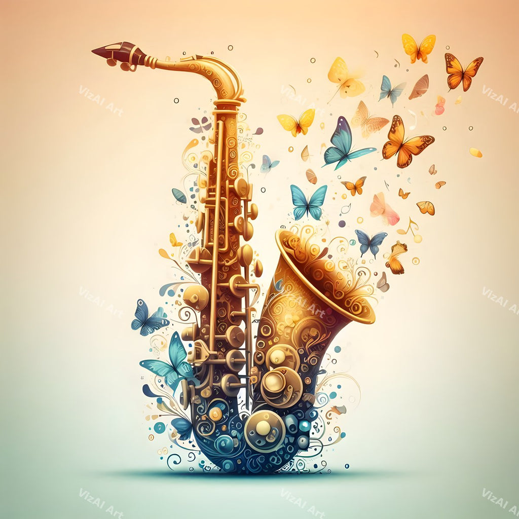 Crystal & Butterfly Saxophone Art — print 11