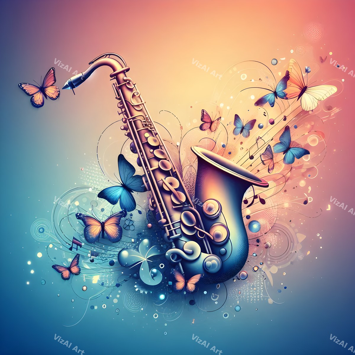 Crystal & Butterfly Saxophone Art — print 12