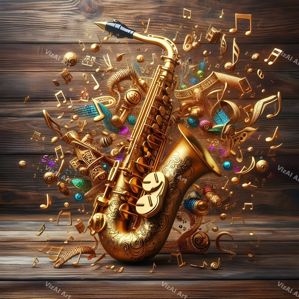 Ornate & Patterned Saxophone Art — print 1