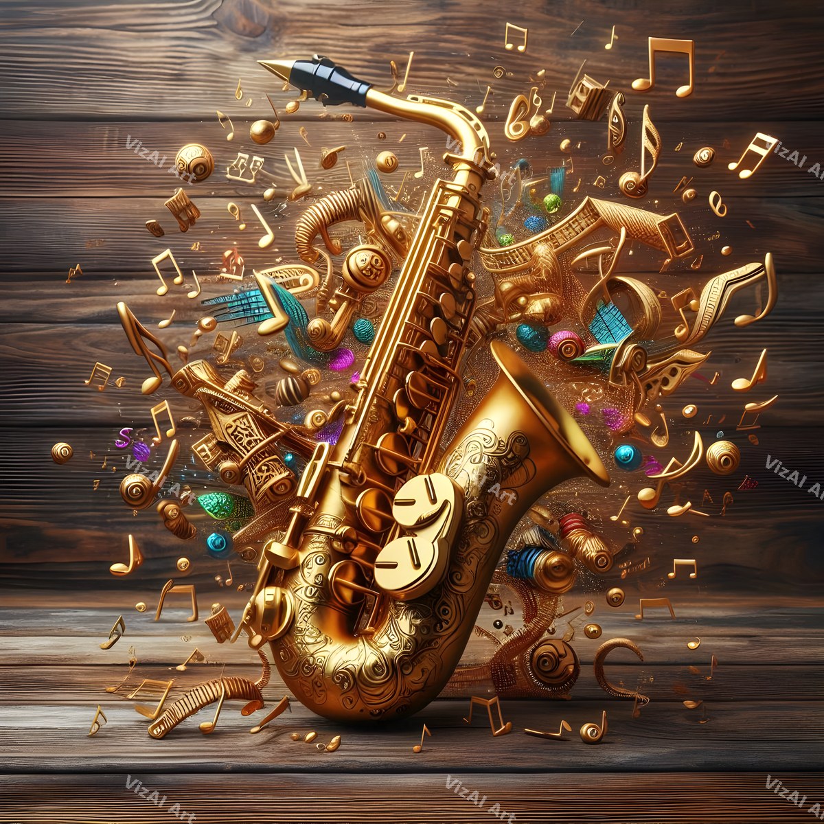 Ornate & Patterned Saxophone Art — print 1