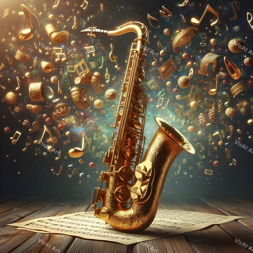 Ornate & Patterned Saxophone Art — print 2