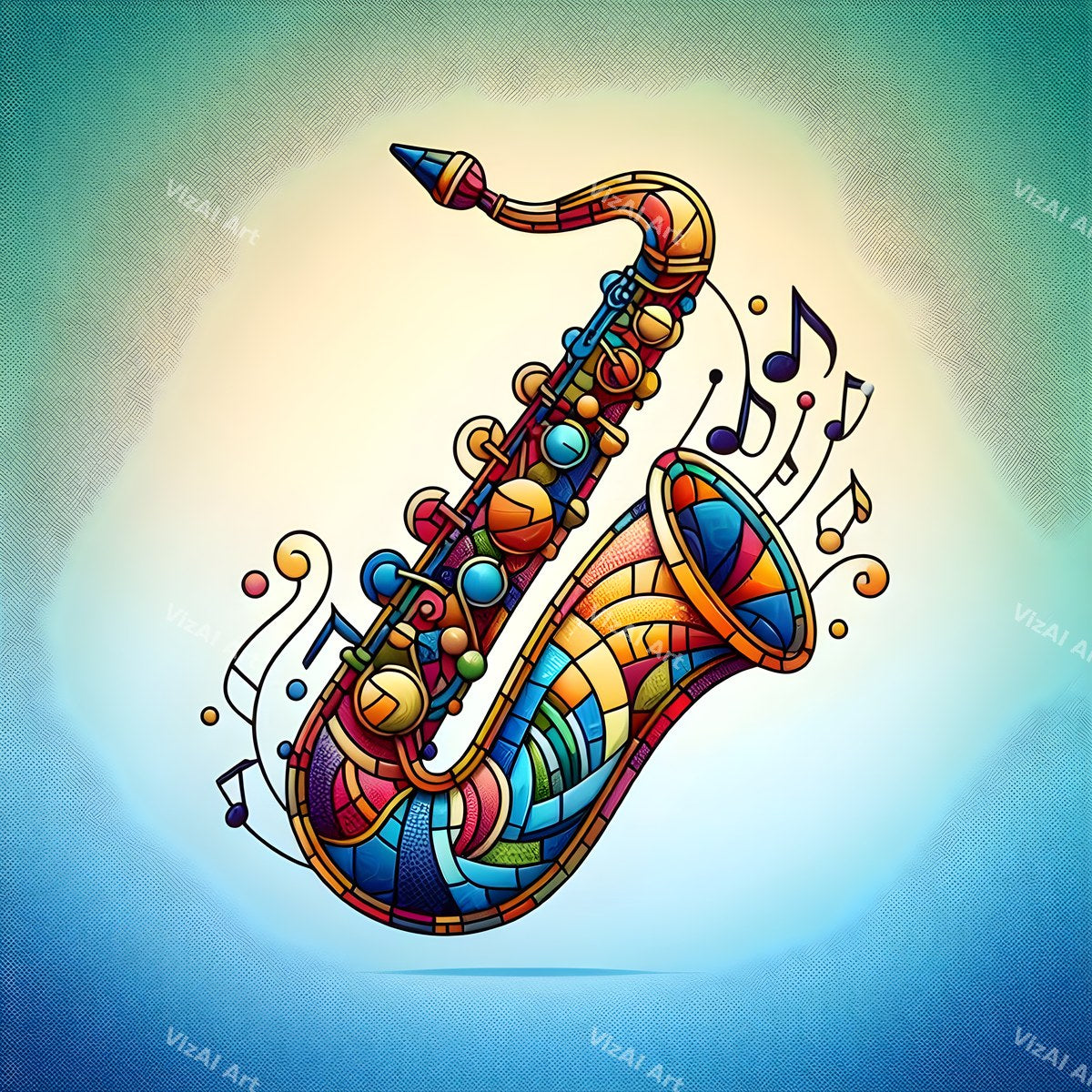 Ornate & Patterned Saxophone Art — print 6
