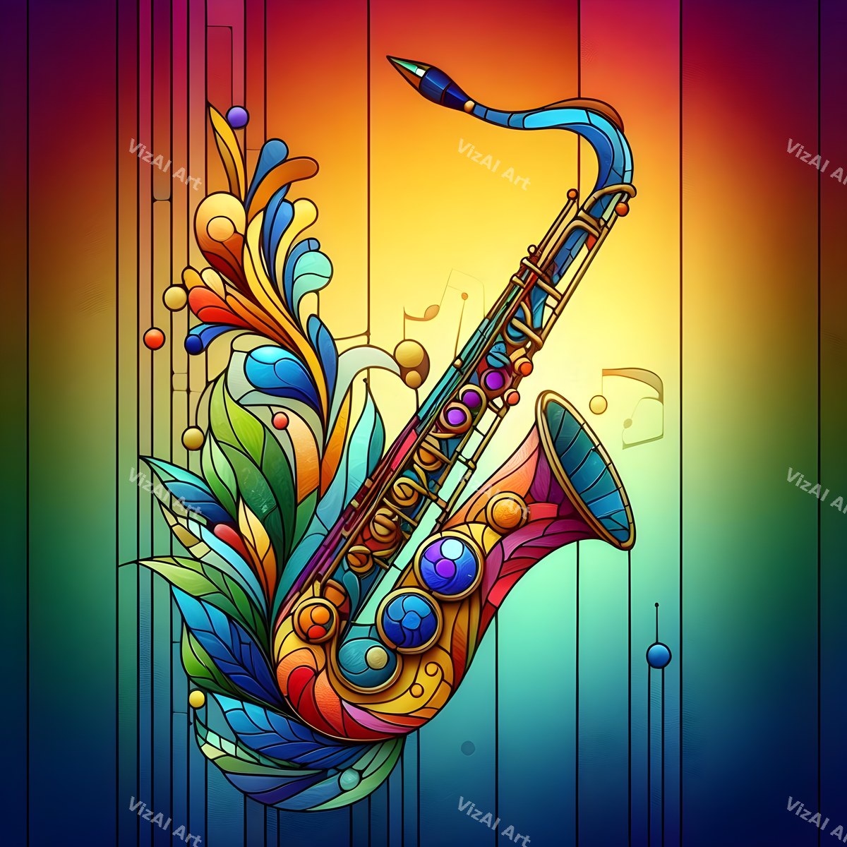 Ornate & Patterned Saxophone Art — print 7
