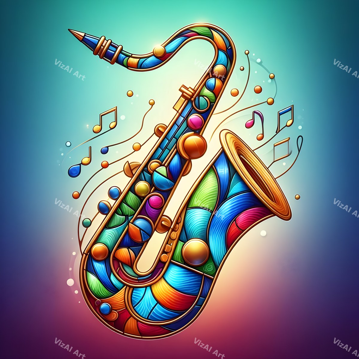 Ornate & Patterned Saxophone Art — print 8
