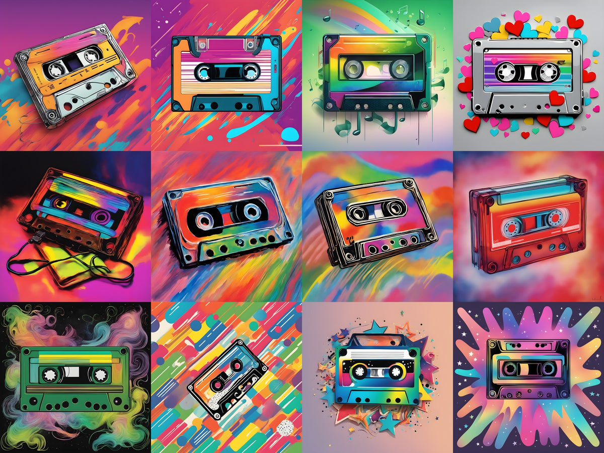 Retro Cassette Pop Art — 12 Printable Prints