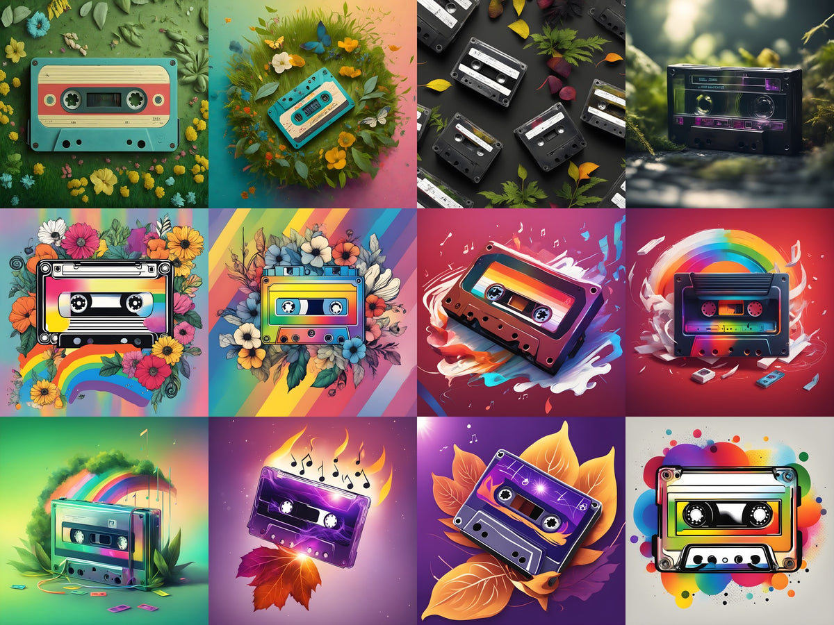 Cassette Flowers & Nature Art — 12 Printable Prints