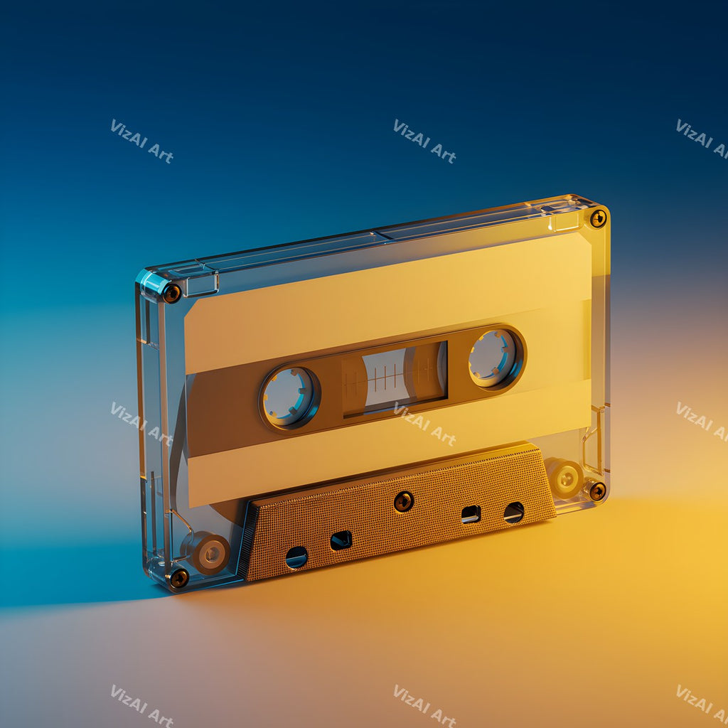 Neon Cassette & Music Notes Art — print 3