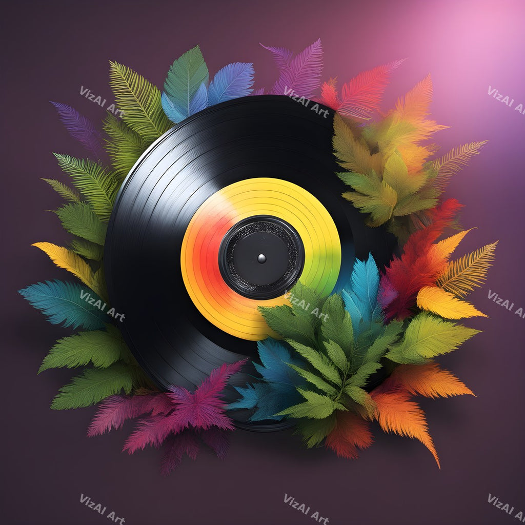 Vinyl & Botanicals Music Art — 12 Printable Prints — print 12