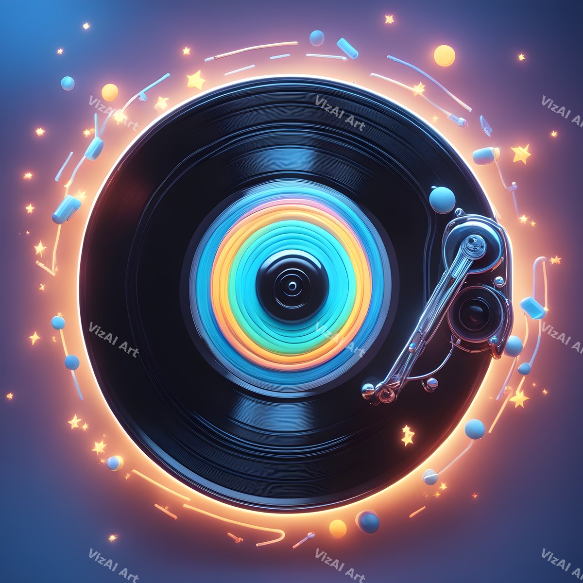 Neon Vinyl Music Art — 12 Printable Prints — print 6