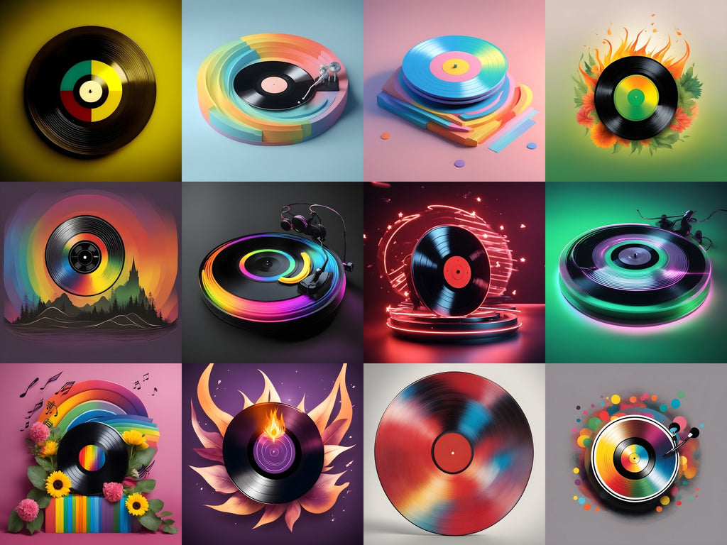 Rainbow Vinyl Record Art — 12 Printable Prints