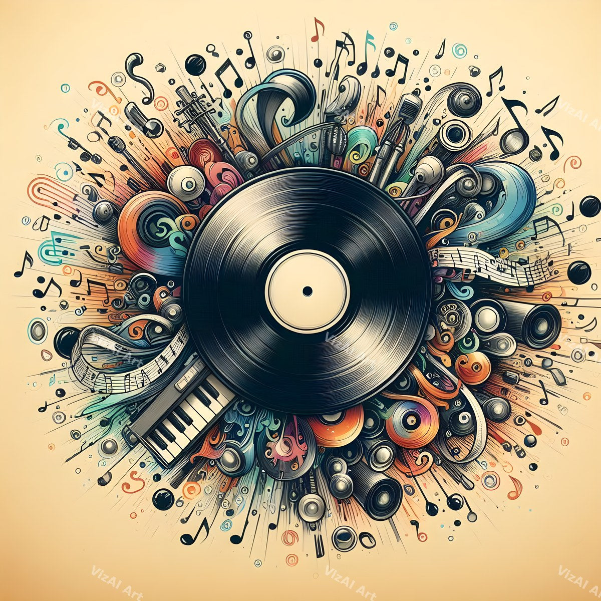 Butterflies & Swirling Notes Vinyl Art — print 1