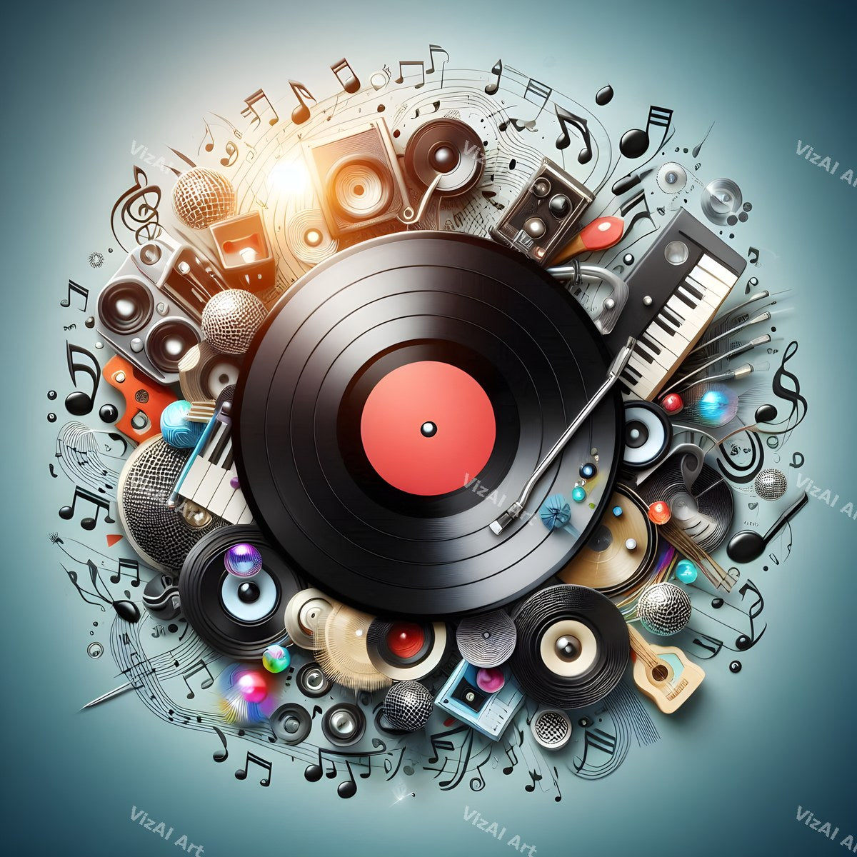Butterflies & Swirling Notes Vinyl Art — print 2