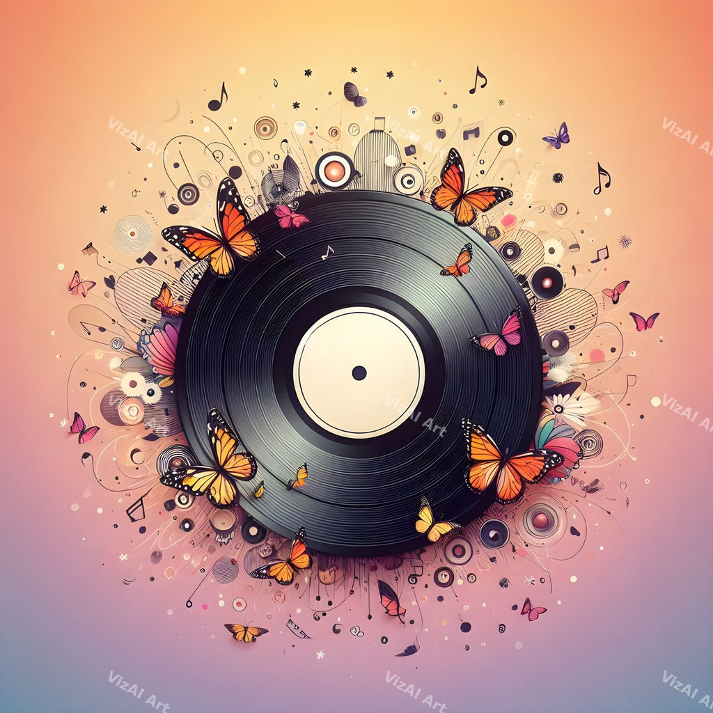 Butterflies & Swirling Notes Vinyl Art — print 8