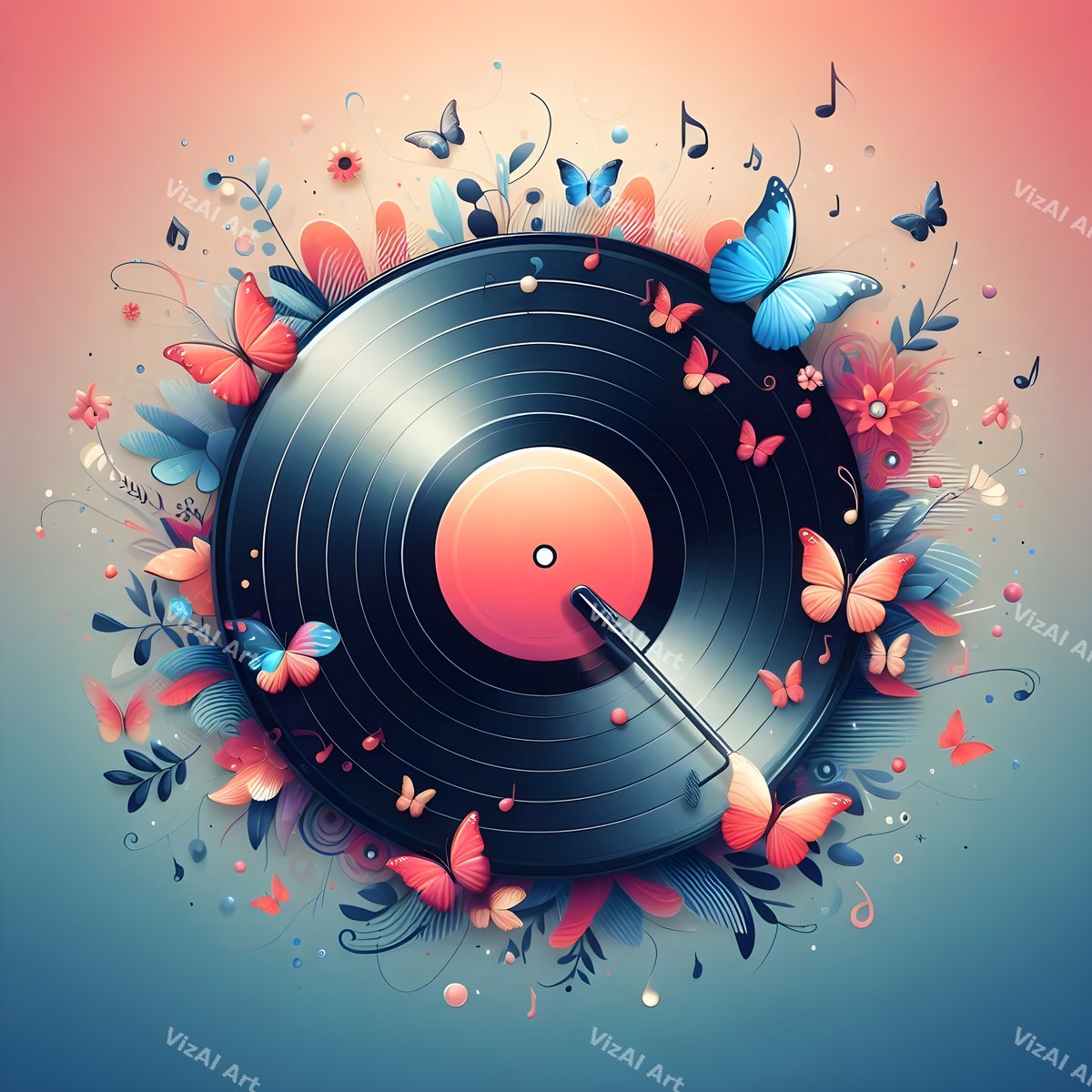 Butterflies & Swirling Notes Vinyl Art — print 9