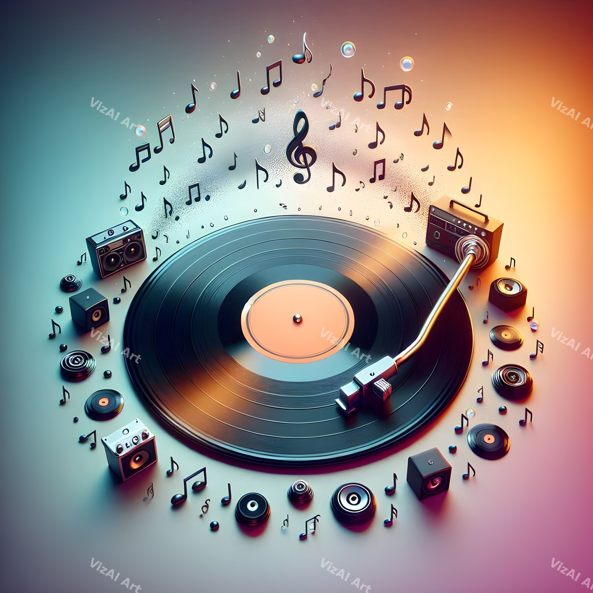 Butterflies & Swirling Notes Vinyl Art — print 12