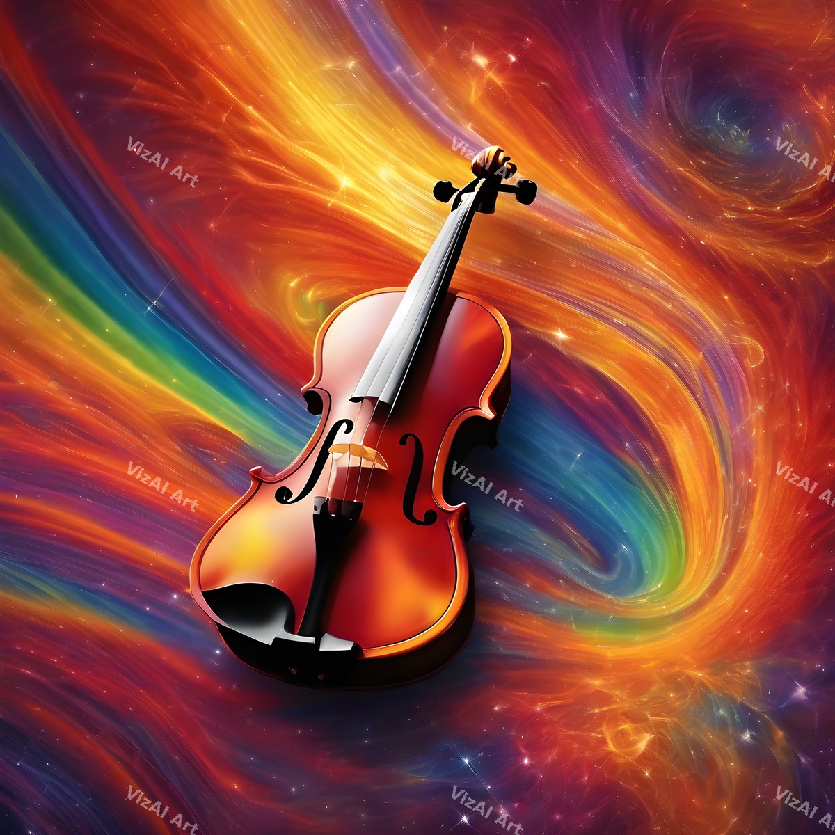 Violin in Colour Music Art — print 1