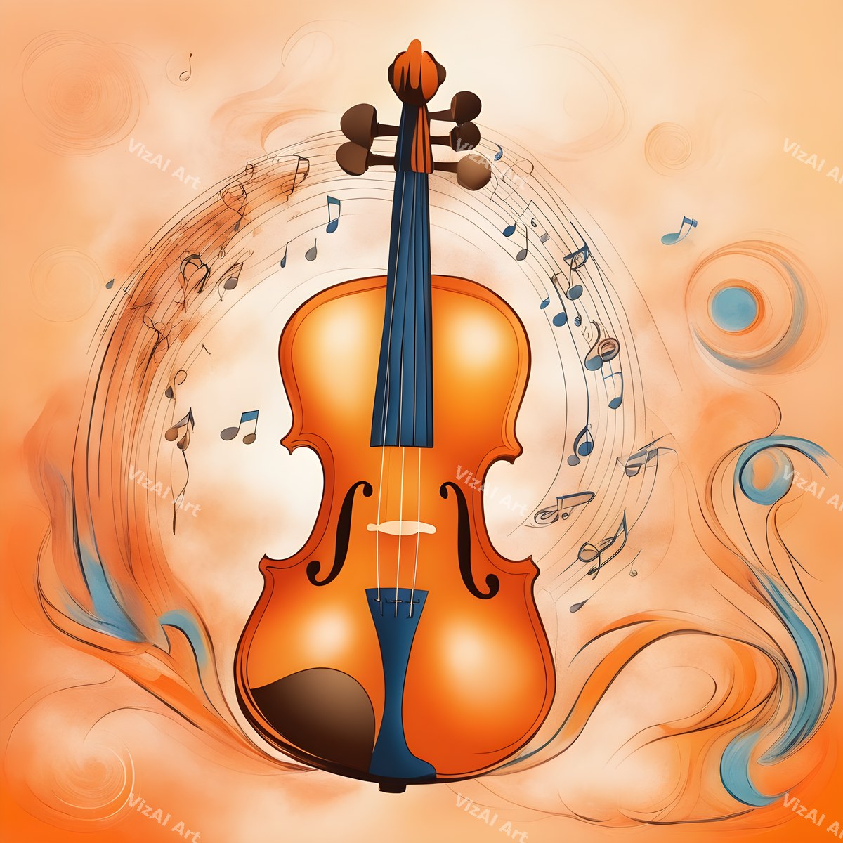 Violin in Colour Music Art — print 2